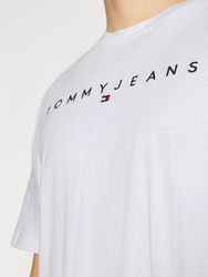 Tommy Jeans pánské bílé tričko LINEAR LOGO - L (YBR)