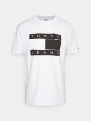 Tommy Jeans pánské bílé triko SPRAY FLAG - L (YBR)