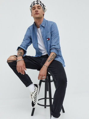 Tommy Jeans pánské černé džíny SCANTON - 34/34 (1BZ)
