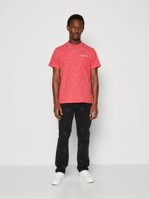 Tommy Jeans pánské melírované tmavě růžové triko - L (TJN)
