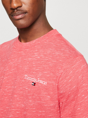 Tommy Jeans pánské melírované tmavě růžové triko - L (TJN)