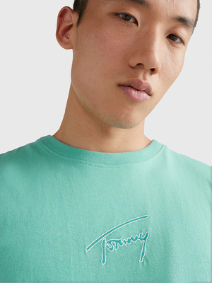 Tommy Jeans pánské zelené triko SIGNATURE  - M (L67)