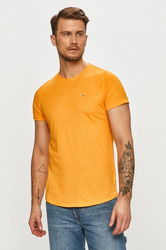 Tommy Jeans pánské oranžové triko SLIM JASPE - L (ZNA)