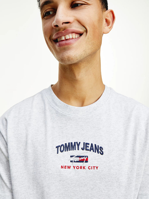 Tommy Jeans pánské světle šedé triko - M (PJ4)