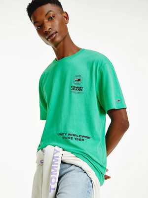 Tommy Jeans pánské zelené triko LABEL MIX  - S (L3G)