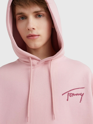Tommy Jeans pánská růžová mikina SIGNATURE HOODIE - M (TH9)