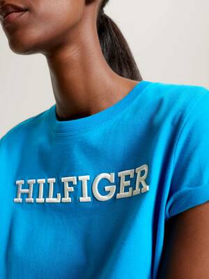 Tommy Hilfiger dámské modré tričko  - L (CZU)