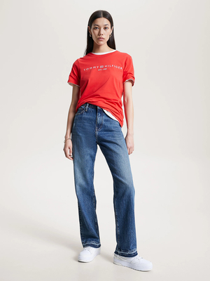 Tommy Hilfiger dámské červené tričko  - M (SNE)