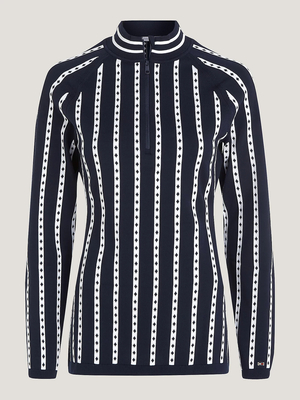 Tommy Hilfiger dámský tmavě modrý svetr se vzorem  - XS (0A4)