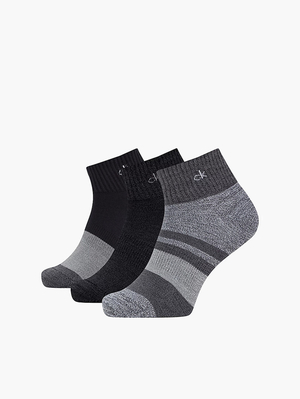 Calvin Klein pánské šedo černé ponožky 3pack - ONE (001)