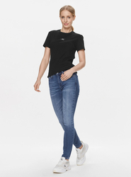 Calvin Klein dámské černé žebrované tričko - L (BEH)