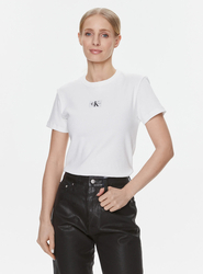 Calvin Klein dámské bílé žebrované tričko - L (YAF)