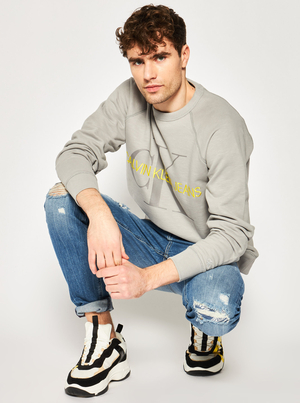 Calvin Klein pánská šedá mikina Monogram - XXL (PS7)