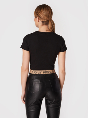 Calvin Klein dámské černé tričko Logo - L (BEH)