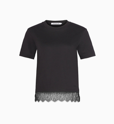 Calvin Klein dámské černé tričko s krajkou  - XS (BAE)