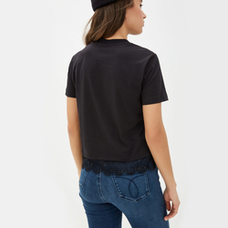 Calvin Klein dámské černé tričko s krajkou  - XS (BAE)