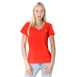Calvin Klein dámské červené tričko s výstřihem do V - XS (XA7)