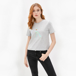 Calvin Klein dámské šedé tričko s holografickým logem  - XS (P01)