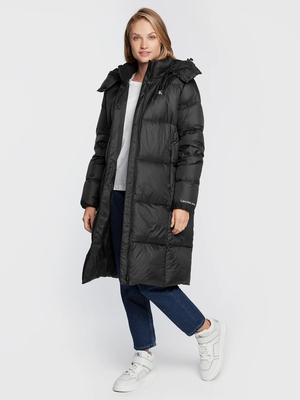 Calvin Klein dámský černý kabát DOWN LONG PUFFER - XL (BEH)