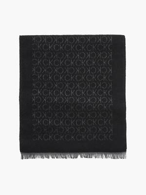 Calvin Klein pánská černá šála Monogram - OS (BAX)