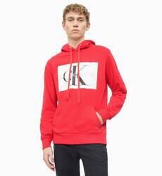 Calvin Klein pánská červená mikina s kapucí Hoodie - XL (645)