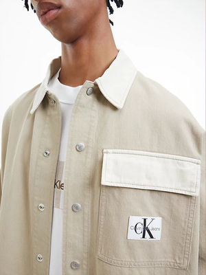 Calvin Klein pánská béžová košile OVERSIZED UTILITY - L (1CD)