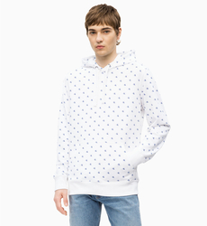 Calvin Klein pánská bílá mikina s kapucí Monogram