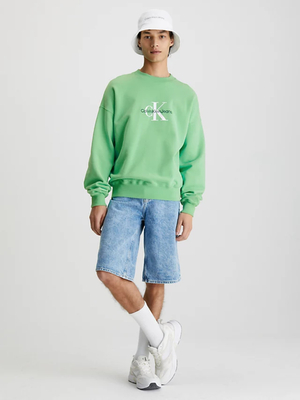 Calvin Klein pánská zelená mikina MONOLOGO OVERSIZED - S (L1C)