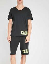 Calvin Klein pánské černé tričko s výstřihem do V - XL (001)
