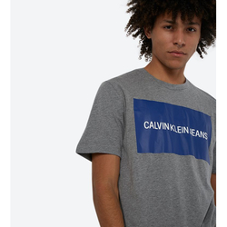 Calvin Klein pánské šedé tričko Box Logo - S (039)