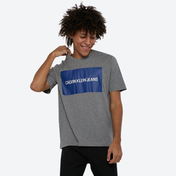 Calvin Klein pánské šedé tričko Box Logo - S (039)
