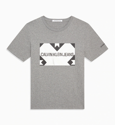Calvin Klein pánské šedé tričko Patchwork - M (039)