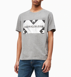Calvin Klein pánské šedé tričko Patchwork - M (039)
