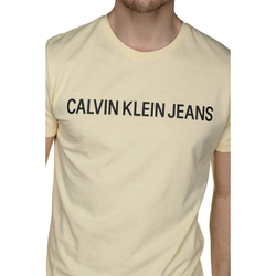 Calvin Klein pánské světle žluté tričko Logo - L (ZHH)
