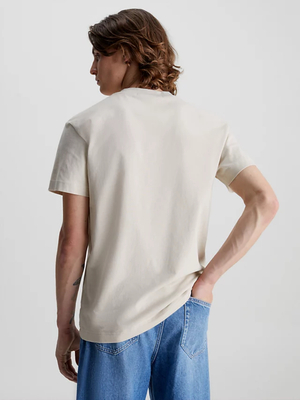 Calvin Klein pánské béžové tričko LOGO TAPE - L (ACI)