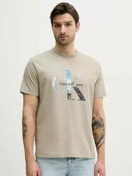 Calvin Klein pánské béžové tričko - M (PAH)