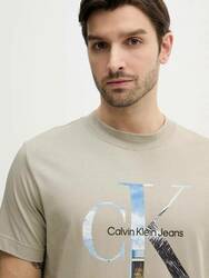 Calvin Klein pánské béžové tričko - M (PAH)