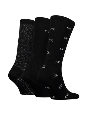 Calvin Klein pánské černé ponožky 3 pack - ONESIZE (BLA)