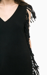 Pepe Jeans dámské černé šaty s třásněmi - S (999)