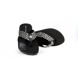 Tommy Hilfiger dámské černo-stříbrné žabky Metallic