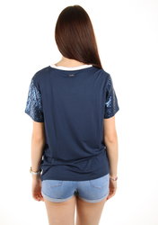 Guess dámské modré tričko s flitry - XS (A716)
