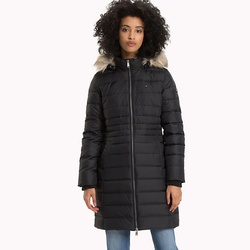 Tommy Hilfiger dámský černý péřový kabát Essential