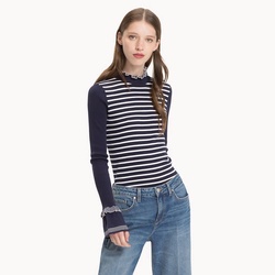 Tommy Hilfiger dámský pruhovaný svetr se stojáčkem