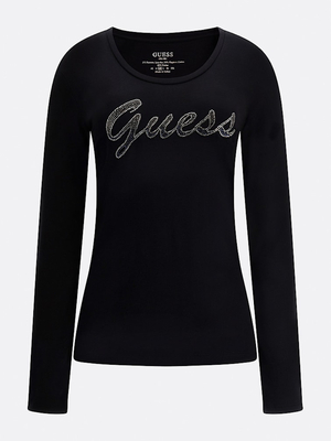 Guess dámské černé tričko s dlouhým rukávem - XS (JBLK)
