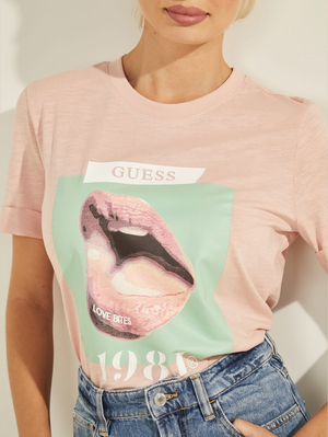 Guess dámské růžové tričko Lip - XS (G6K6)