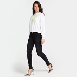 Guess dámská bílá mikina Neon Logo - XS (TWHT)
