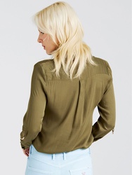 Guess dámská khaki košile se zlatými perličkami - XS (AUFL)