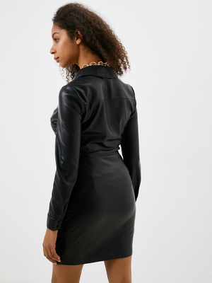 Guess dámské černé koženkové šaty - XS (JTMU)