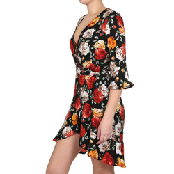 Guess dámské černé zavinovací šaty s květy - XS (PC49)