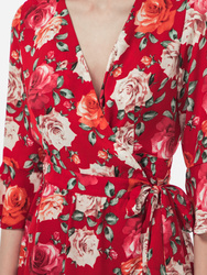 Guess dámské červené zavinovací šaty s květy - XS (PC48)